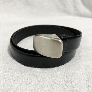 Structure Men's Black Leather Belt 36 Silver Buckle Hook Adjustable Classic 1.25